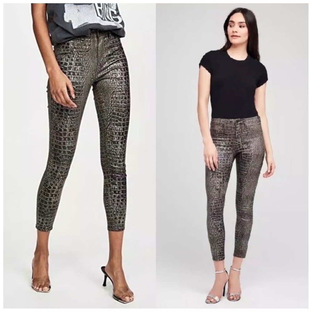 L'AGENCE Margot High Rise Skinny Jeans in Chestnut Black Croc Foil Size 25 NWT - Picture 15 of 15